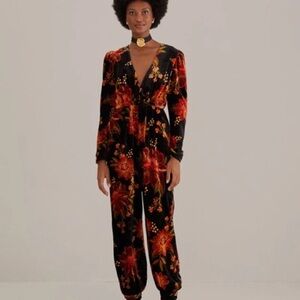 Farm Rio Floral Black Jumpsuit